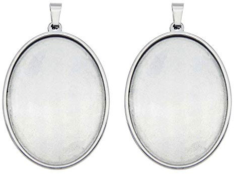 Julie Wang 10 stücke Edelstahl Oval Lünette Blank Tablett für Cabochons Cameo Harz Foto Schmuck Machen 40x30mm