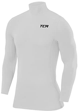 TCA Herren Pro Performance Kompression Langarm Thermo Oberteil mit Stehkragen - Weiss, L