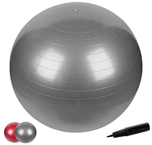 Enjoy Fit Anti-Burst Gymnastikball 65cm inkl. Pumpe - Maximalbelastbarkeit 500kg - Core-Sitzball für Pilates, Yoga & Balance - Home Gym & Büro (Grau)
