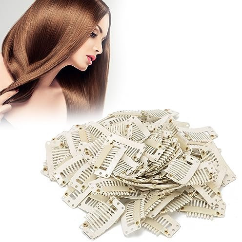 100Pcs 1.3in Haarverlängerungsclips U-förmige Druckknöpfe 9 Zähne DIY Kopfschmuck Zubehör Perückenclips Haarteile Clips Frisurenclips für Bräute, Damen, Mädchen