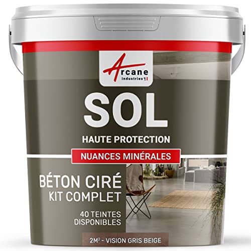 Béton ciré sol en kit | Primaire et vernis de finition inclus - 2 m² (en 2 couches) Vison Gris Beige - ARCANE INDUSTRIES