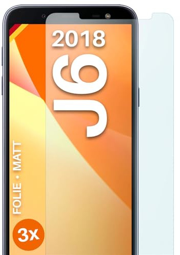 moex FlexProtect matte Schutzfolie für Samsung Galaxy J6 (2018) Displayschutz Folie matt gegen Reflexionen, Anti Reflex Handyfolie mit Sonnenschutz, Kompatibel mit jeder Handyhülle, 3 Stück