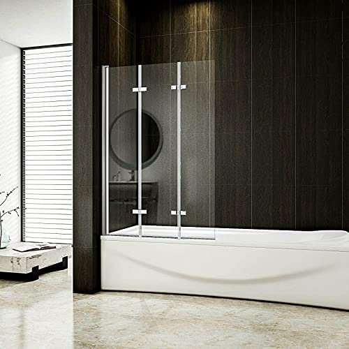 Aica Sanitär 3-teilig Badewannenfaltwand Duschwand 130x140cm Duschabtrennung Badewannenaufsatz
