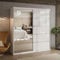 lukmebel Kleiderschrank - Kleiderstange Schrank - Schwebetürenschrank mit Spiegel BASTER 200 x 58 x 215 cm Schrank Weiß-Hochglanz - Schlafzimmer Möbel - Aluminiumgriffe - Mehrzweckschrank