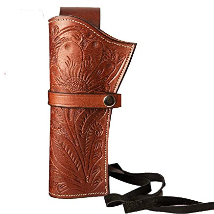 Hulara geprägtes Westernholster aus Leder Heritage 22 Holster .38 .44 .45 .357 .358 Cowboy Holster für Revolver 4 bis 8 Heritage Rough Rider Lederholster (Braun, Links)
