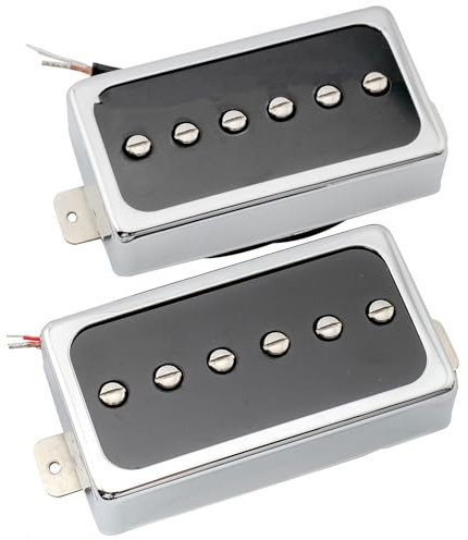 Artec SHA66C Alnico 5 Splendor LP Tonabnehmer Single Coil Hals Steg Pickups Set für Les Paul Style E-Gitarre, Chrom/Schwarz