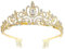 Makone Tiara-Krone aus Kristall mit Strasskamm für Brautkrone, Hochzeit, Abschlussball, Festzug, Prinzessinnenpartys (Gold)
