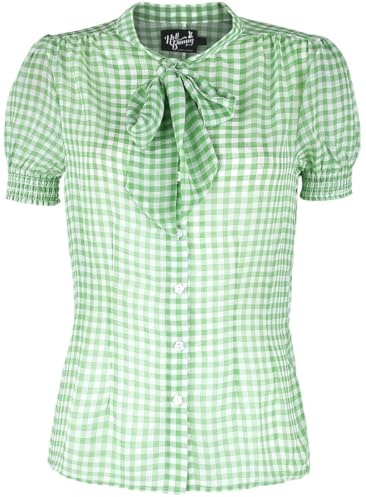 Hell Bunny Anne Marie Green and White Gingham Blouse Green