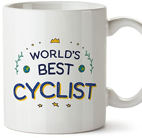 MUGFFINS Cyclist Mug - in English - World's Best - Funny Gift for Colleagues - Ceramic 11oz Mug
