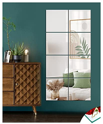 JMITHA Spiegel aus Glas Spiegel Wandspiegel Spiegelfliesen Flexibler Spiegel Glas DIY Wanddekoration für Schlafzimmer Wohnzimmer Raumdekor