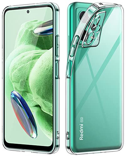 JETech Funda para Xiaomi Redmi Note 12 5G (No para 4G), TPU Suave Carcasa Transparente Antigolpes Fina con Protección Lente Cámara Completa (Transparente)