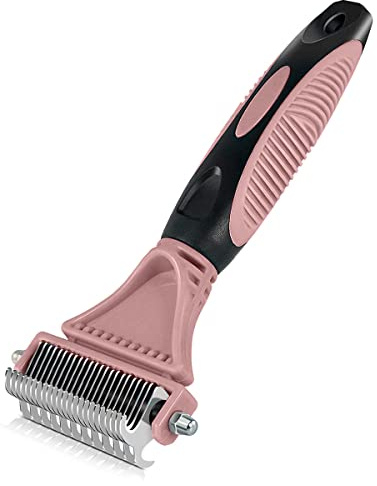 Hundebürste – Rosa – Kamm für Hunde, Katzen, Rechen für Hunde, Slider, Bürste für kleine, mittelgroße und große Haustiere