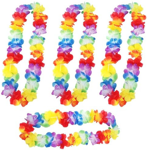 VICZON Ghirlanda Hawaiana Collana 4 pezzi Hawaiana Tropicali Feste Decorazioni Hawaii Hula Multicolori Fiori Ghirlande per feste tropicali, feste in spiaggia, bar notturni e vacanze in spiaggia
