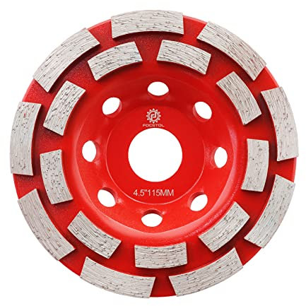 FOCSTOL Meule Diamantée - 115mm x 22,23mm Double Rangée Disque Diamant pour Béton Granit Marbre Maçonnerie Pierre Artificielle pour Meuleuse d'angle