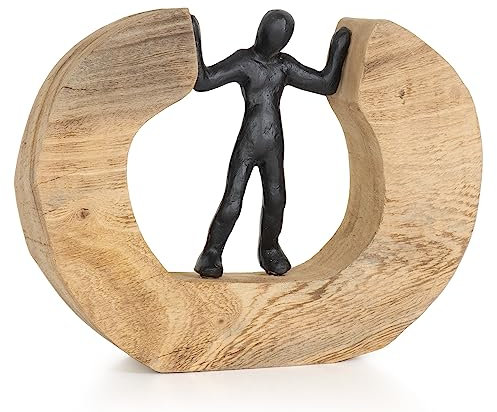 Moritz Skulptur I Streitschlichter I 22 x 7 x 17,5 cm I Holzdeko I Skulpturen Deko I Modern I Wohnzimmer I aus Holz I Holzskulptur