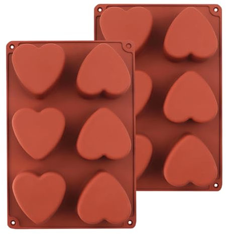 Haggt® 2 Pcs Moule Silicone Coeur, Moule Patisserie Coeur, Moule Gateau Coeur, BPA Free, Ø 6 cm, Moule Silicone Patisserie Gateau Rond (6 Cavity - Coeur)
