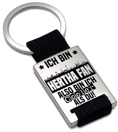 Lieblingsmensch Schlüsselanhänger mit Gravur | Ich bin Hertha Fan also bin ich cooler als du! | Fußball Schlüsselanhänger für Berlin Fan | Skyline deiner Stadt | hochwertige Lasergravur