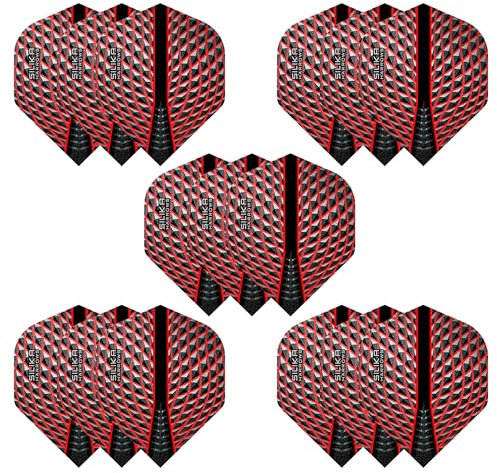 Harrows Silika Nr. 2 Dart-Flights, 5 x Sets (insgesamt 15 Flights), 100 Mikrometer-Dart-Flights, Premium-extra stark, hergestellt in Großbritannien, professionelles Dart-Zubehör, rote Dart-Flights