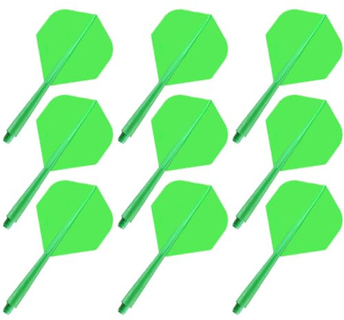 YIEUR 9 Stück Dart Flights mit Schäfte stabil grün, 75mm Kunststoff Standard Dart Zubehör für Darts Dartpfeil Spiel(grün)