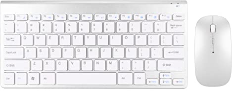 VBESTLIFE Kabellose Tastatur- und Maus-Kombination, Tragbares, Ultraschlankes 2,4 G Leises, Kompaktes Tastatur-Maus-Set mit LED-Anzeige für das Heimbüro (Silver)