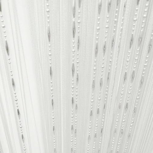 Dew Drop Chain Bead Curtain String Door Room Divider Fly Bug Screen Tassel String Line Door Curtains Window Room Divider Decorative Tulle Curtains For Room String Bead Curtain (White)