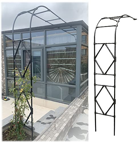 Halbrunder Gartenbogen Halber Rosenbogen, Breiten 60 cm, 90 cm, 120 cm, 150 cm, 180 cm, 220 cm, 240 cm, 300 cm, Hochzeitstorbogen, Stützgitter für Kletterpflanzen (Farbe: Schwarz, Größe: 300 x 240 c