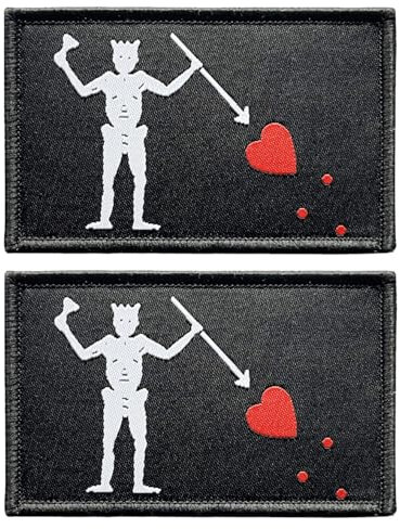 stidsds Blackbeard Flaggenaufnäher, Piraten-Edward-Lehr-Flaggen, bestickt, Piraten-Edward-Lehr-Flaggen, Militär-Flaggen, taktischer Klettverschluss für Kleidung, Hut, Rucksäcke, Stolz-Dekorationen, 2