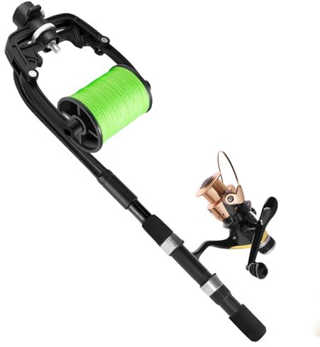 QWORK® Tragbare Angelschnur Aufspulgerät, Schnurspulstation Spule Station für Baitcasting/Trolling/Spinning Reel, aus Verbundfaser