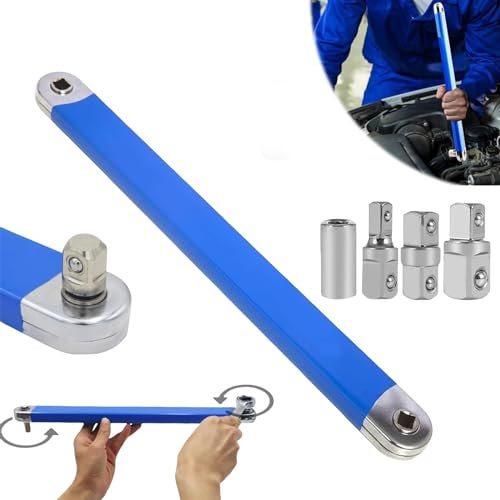 TOATELU Pro Zero Offset Extension Wrench Clé d'extension avec adaptateur d'entraînement 1/2, 1/4 et 3/8, clé d'extension Zero Offset multifonction pour réparation de voiture et de maison