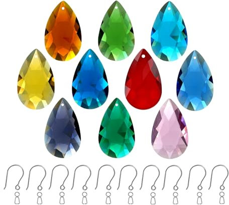 GOLDENHAITAI 10pcs Teardrop Kronleuchter Kristalle, farbige 38mm Glas Kronleuchter Prisma Anhänger für DIY Schmuck, Sonnenfänger, Ornament, FengShui Dekoration
