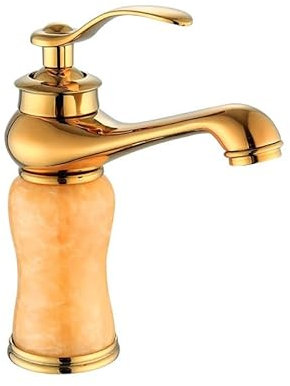 Europäischer Stil, Jade-Waschtischarmatur, goldene magische Lampe, Kalt- und Warmwasserhahn