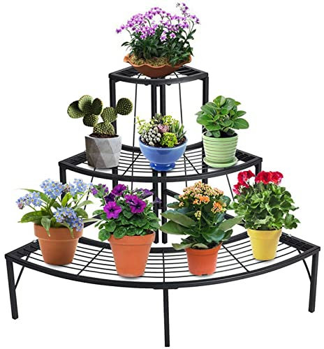 CCYENG Soporte para Plantas Estante para Flores para balcón, Estante para macetas en Forma de Abanico, Estante para Flores Escalonado, Estante para Plantas en Maceta