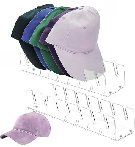 Daelesr 2er Set Transparente Acryl-Hutständer, Kappenhalterung für Baseballkappen & Mützen, Praktischer Cap Organizer ohne Montage, Aufbewahrung für Schlafzimmer, Schrank, Büro & Kommode