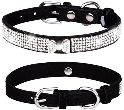 Ruwshuuk Strasshalsband | Mikrofaser-Strass-Halsband für Mädchen und Katzen, weiches und verstellbares Katzenhalsband für Kätzchen, Hündinnen für Geburtstagsparty und Hochzeit