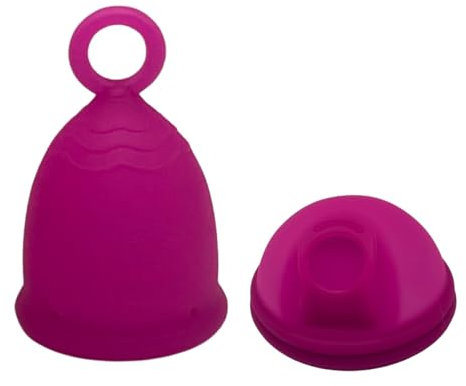 Healthy Coppa mestruale in silicone di grado medico con anello e sterilizzatore da utilizzare come astuccio. Comodo ed ecologico per facilitare la vita quotidiana. (Healthy Magenta, M)