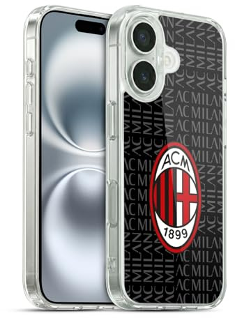 Head Case Designs Offizielle AC Milan Rot Und Grigio Wappen Muster Gelhülle [Militärischer Schutzgrad] Kompatibel Mit Apple iPhone 16 Und Kompatibel Mit MagSafe