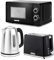 Geepas 1.7L Illuminating Electric Kettle 2 Slice Bread Toaster & Microwave Kitchen Combo Set | 2200W Stainless Steel Cordless Jug Kettle | 20L 700W Solo Manual Microwave Countertop Set
