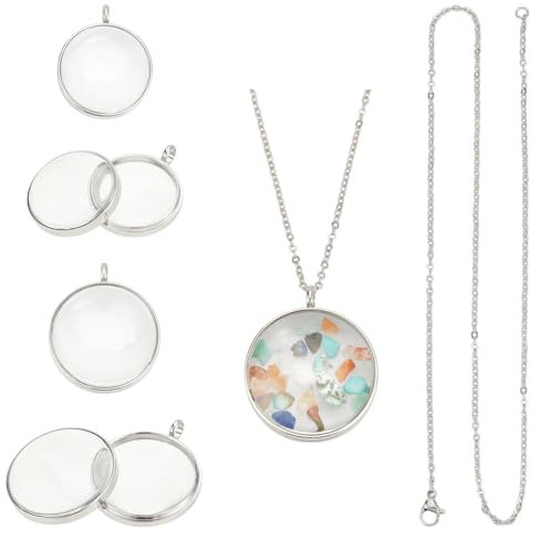 UNICRAFTALE 2 Set 2 Größen Medaillon Anhänger Foto Anhänger Lebendige Erinnerungen Halskette Edelstahl Schwimmender Charm Glas Fotorahmen Medaillon Anhänger Für Hochzeitssträuße DIY Schmuckherstellung