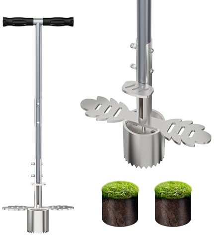 HQEUZ Zwiebelpflanzer, Robustes Blumenzwiebel-Pflanzwerkzeug mit scharfen Sägezähnen, Rutschfestes Fußpedal, Langstieliger Blumenzwiebelpflanzer, Gartengeräte für Zoysia, Bermuda und weitere Pflanzen