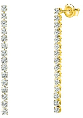 Tennis-Ohrringe, Damenohrringe, Zirkonia 4 mm, lange Ohrringe