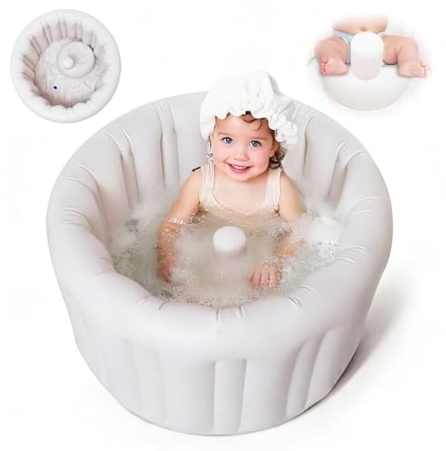 Runde Baby badewanne, aufblasbare Babybadewanne, Reisebadewanne | Tragbare Wanne für Babys ab 6 Monaten – kinderbadewanne für die dusche, Ideal für Reisen & Kleine Badezimmer