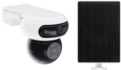 EZVIZ 8MP(4MP+4MP) Camera Surveillance WiFi Exterieure sans Fil à Double Objectif Motorisé, Camera Exterieur Solaire, Mode Always-on, Détection de Personne/Véhicule, CB90 Dual+8W Panneau Solaire
