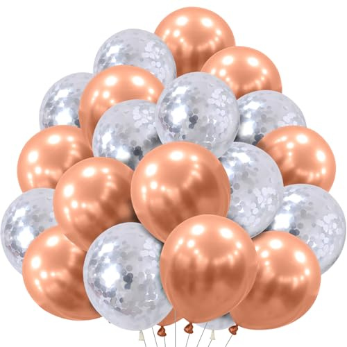 Ovanda Rosa Luftballons, 20 Stück Hochzeitsdeko 12 Zoll Latexballons in Rosa und Weiß, Konfetti Ballon Set für Junge Mädchen Mann Geburtstag Baby Shower Hochzeit Jugendweihe Party Deko