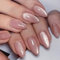 JUSTOTRY 24 Stück Pink Cat Eye Nägel Zum Aufkleben Kurz,Peach Glitzer Mandel Press on Nails Muster,Glossy Cateye Oval Kunstnägel Fake Nails Mittel,French Fingernägel Künstliche Nägel für Frauen