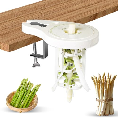 Pelapatate asparagi con 6 lame di precisione, morsetto a vite e pestello, pelapatate manuale senza corrente per asparagi, pelapatate asparagi per asparagi verdi e bianchi