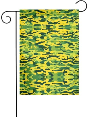 GGNKDL Stampa mimetica gialla e verde Bandiera da giardino decorazione per cortile esterno adatta a tutte le stagioni 30,5 x 45,7 cm