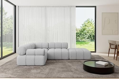 ALTDECOR Modulares Sofa Ecksofa in L-Form Corner modular Sofa Eckcouch Couch Wohnlandschaft Cauchsofa Polstersofa Felto-L1-285x190x70 cm Hellgrau