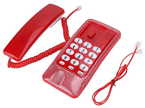 Ejoyous Festnetztelefon Schnurlostelefon Bürotelefon mit Blitzfunktion und Stummschaltung für Hotel und Haushalt Wand- oder Tischmontage (Rot)