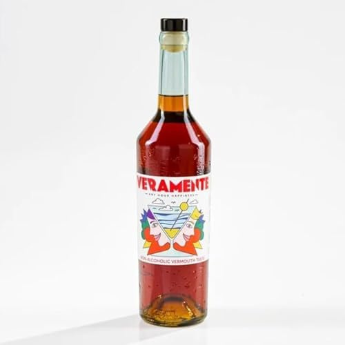 Vermouth sans alcool Veramente – Boisson infusée botanique aux arômes naturels d'absinthe, d'orange, de sauge, de rhubarbe – Bouteille en verre de 750 ml