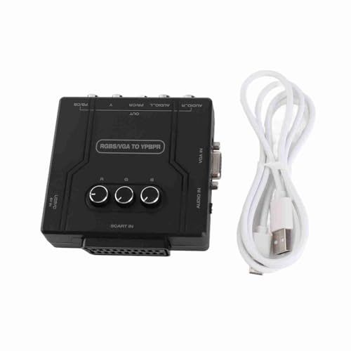 EOJDDPA RGBS VGA SCART zu YPBPR Komponentenkonverter Hochwertiger Videosignaladapter für Retro-Spielekonsolen ABS-Material 9 x 9,5 x 3,5 cm